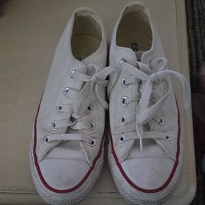 Converse Off-White Low-Top Sneakers with Red Trim